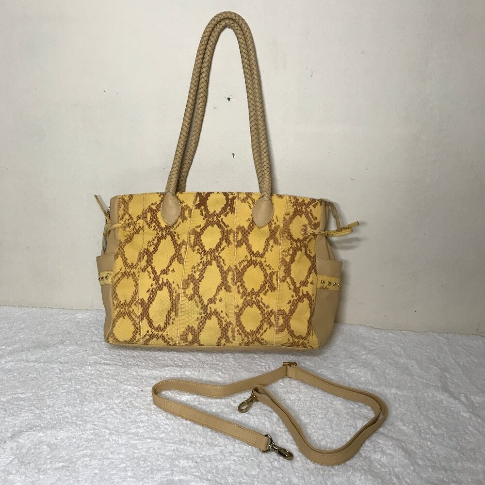 Chi By Falchi Genuine Leather Snakeskin Slouch Shoulder Bag With Crossbody Strap